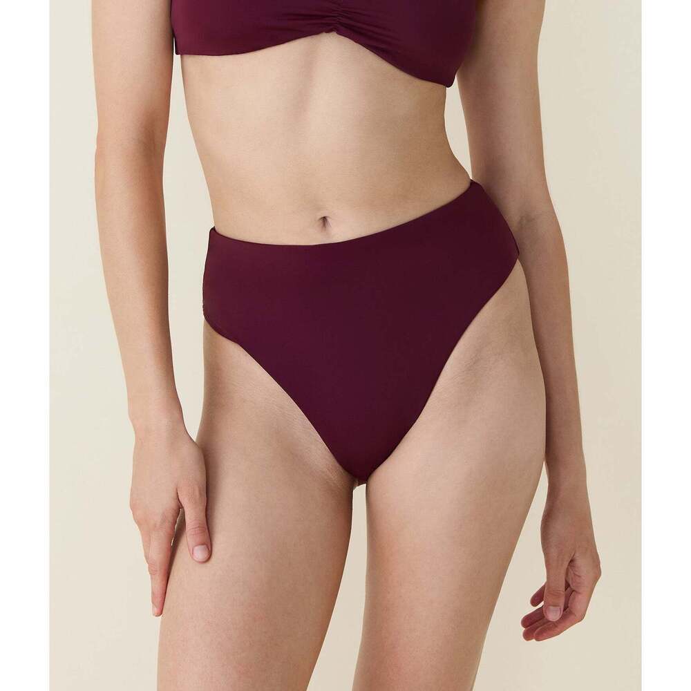 Andie The 90s High Waist Bikini Bottom - Eco Nylon - Brandy Size SBRANDY / S